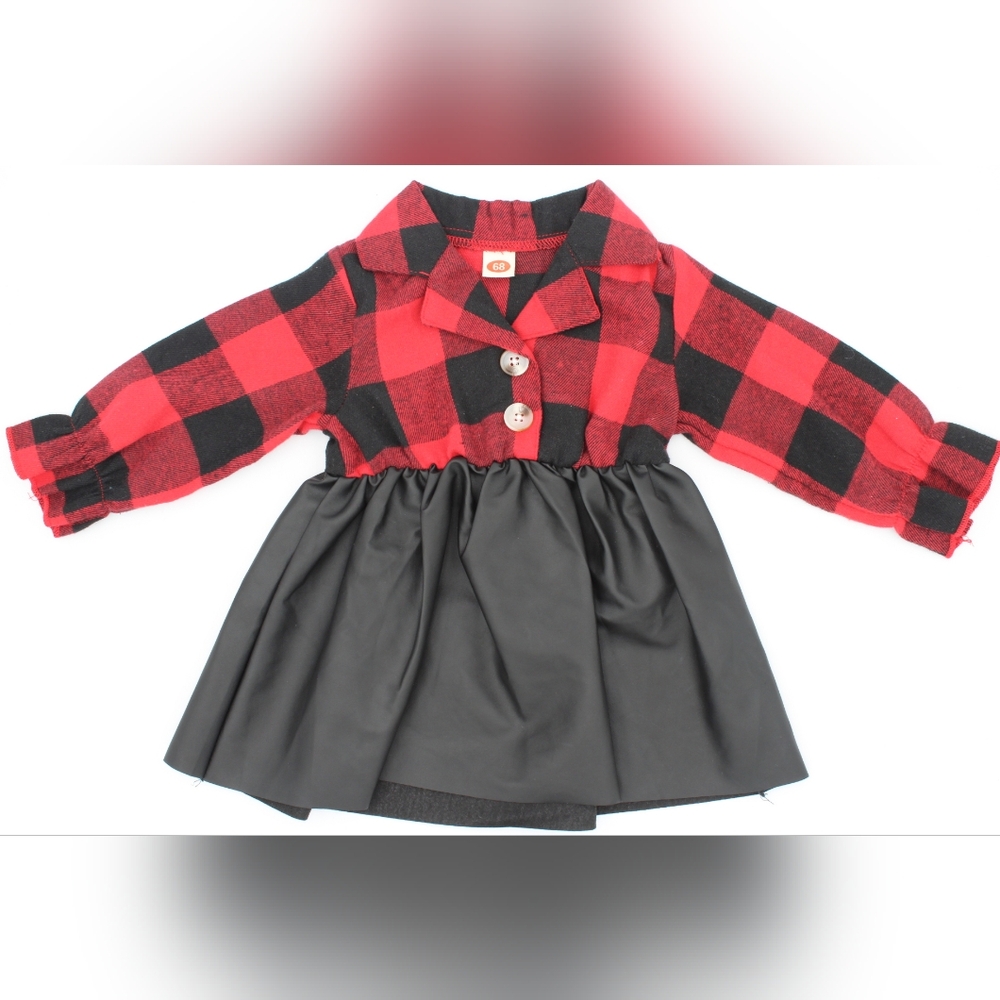 Girls Shein Plaid & Pleather Top – Size 2T